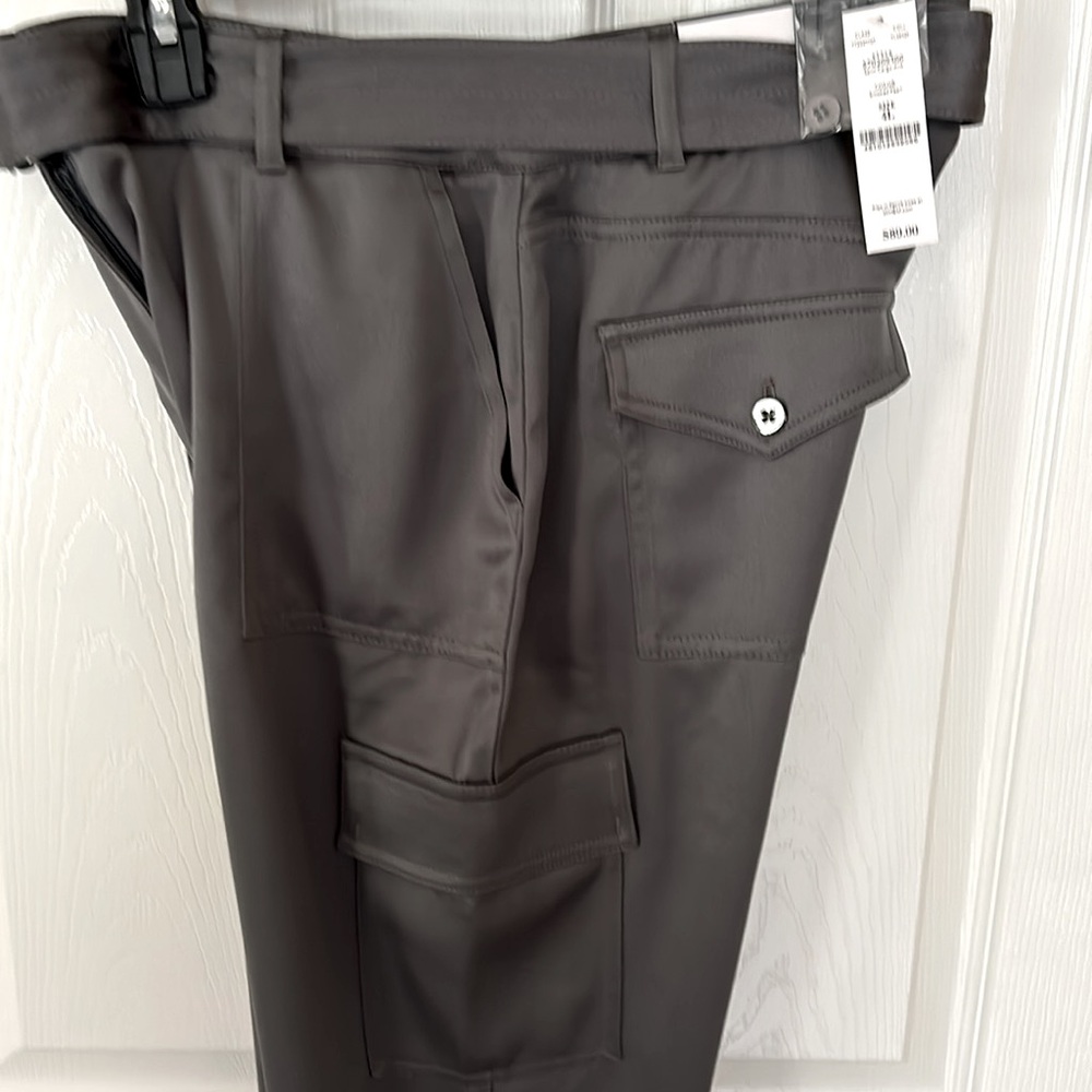 NWT WHBM ~ Satin Cargo Ankle Pants ~ (smoked pearl) SZ 4L